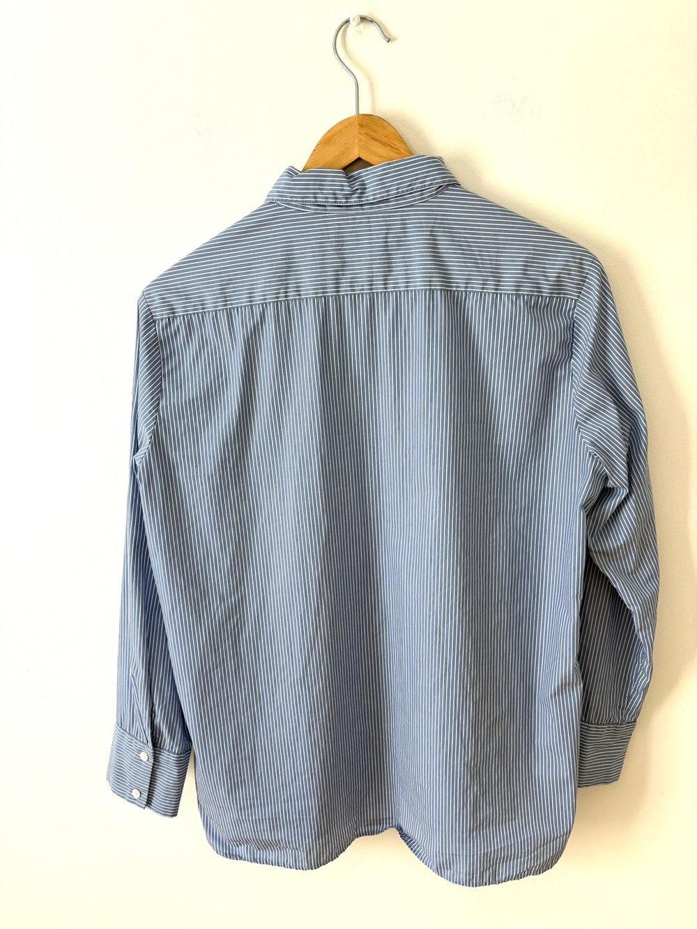 Sandro Paris Blue Striped Lace Ruffle Button Up Blouse Size 3 M/L French Classic - Picture 12 of 12